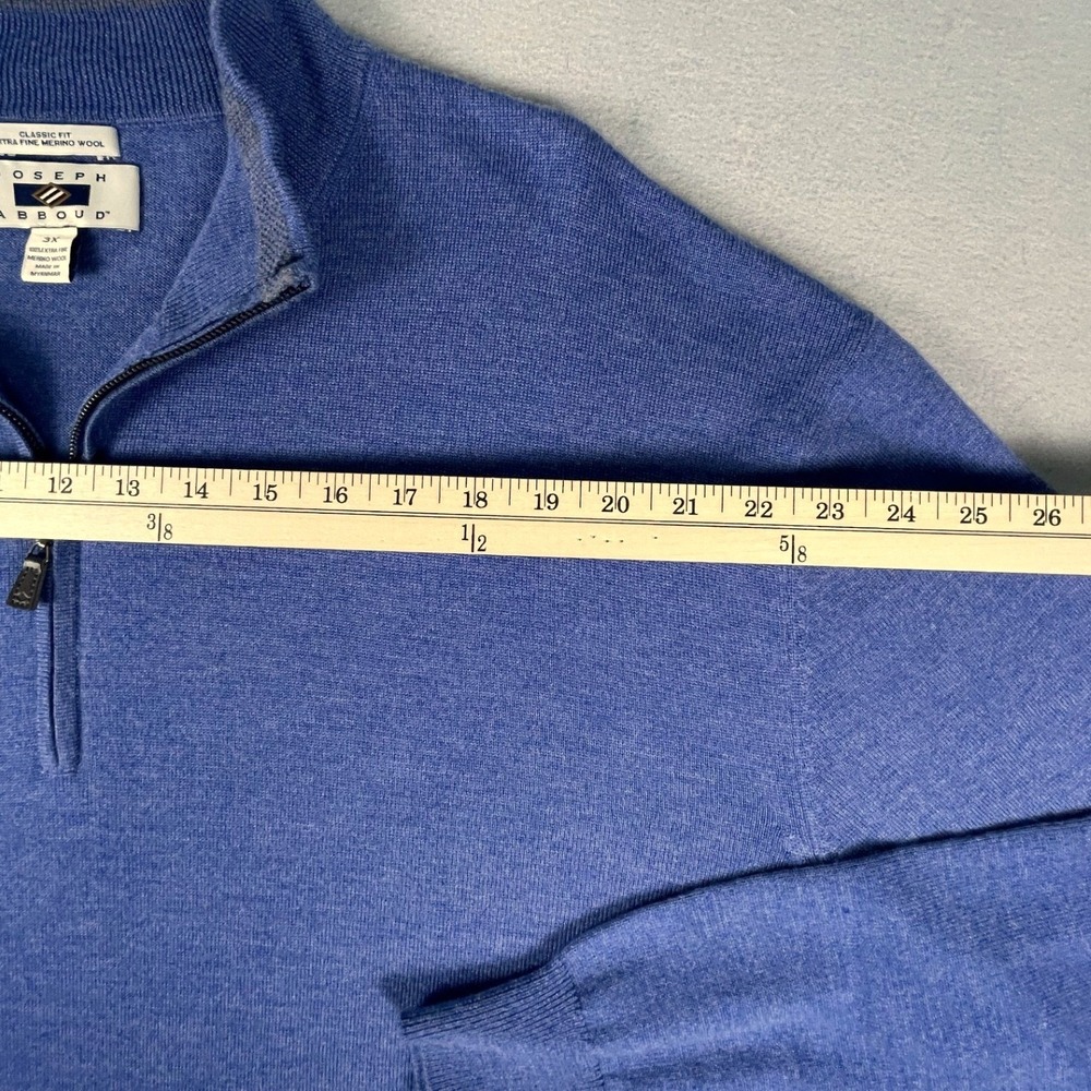 Joseph Abboud Sweater Mens 3X Blue Extra Fine Merino Wool Quarter Zip Classic - Picture 6 of 10